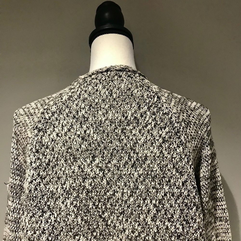 Joan Vass Gray Black/White Nacre Button Relaxed Cardigan Sweater Plus Sz OX EUC - Picture 9 of 9